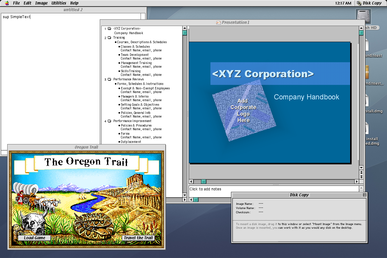 Mac OS 9.2 Desktop with apps (2001)